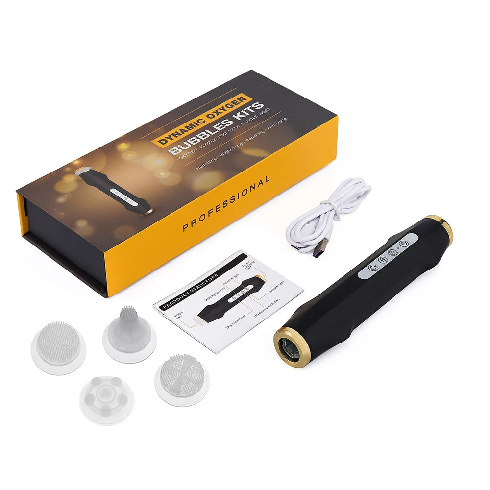 Oxygen Bubble Pen – Dispositivo Facial de Burbujas de Oxígeno CO2 con Terapia LED