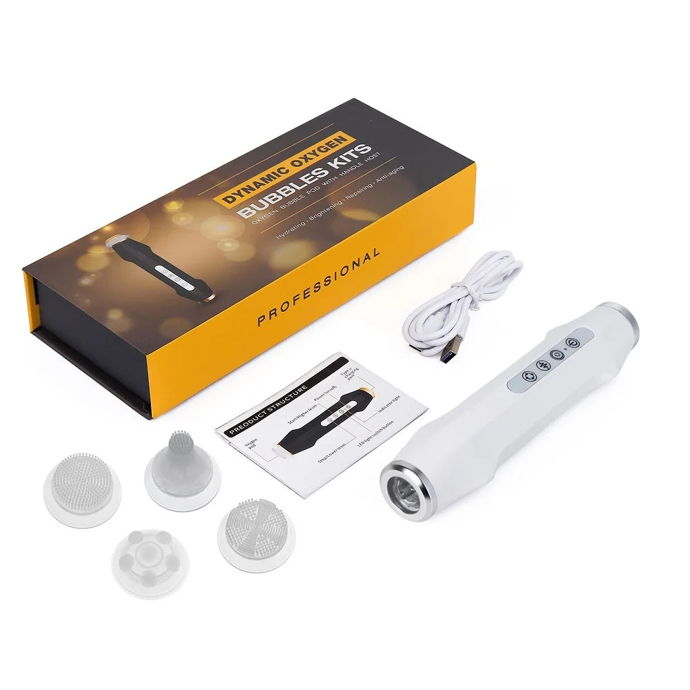 Oxygen Bubble Pen – Dispositivo Facial de Burbujas de Oxígeno CO2 con Terapia LED